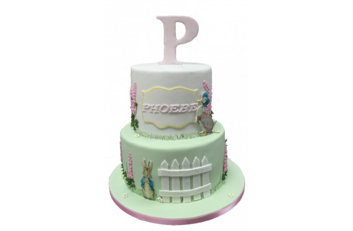 Tiered Beatrix Potter Cake with Letter